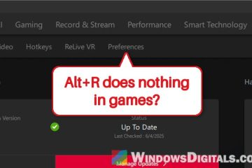 AMD Adrenalin Overlay (Alt+R) Not Working in Games