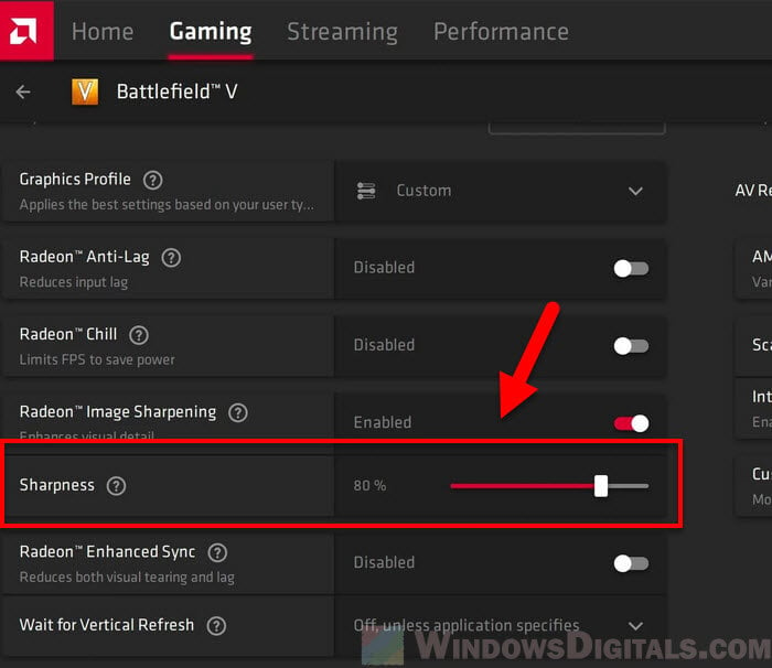 AMD Radeon Software Sharpness Setting