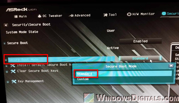 ASRock Secure Boot option cannot be enabled