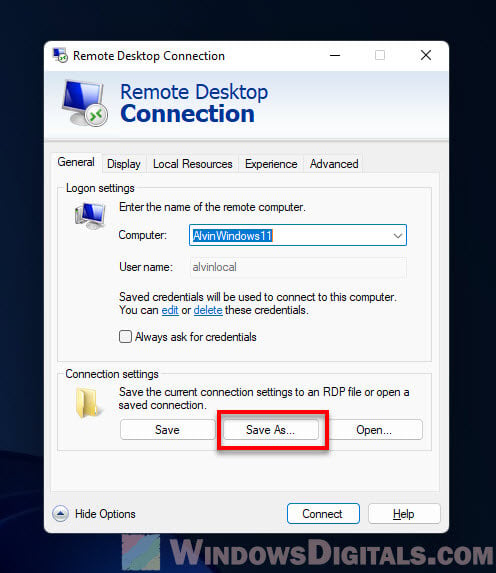 Accessing remote desktop using RDP file