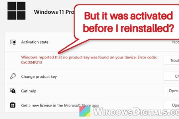 Activation Error Code 0xC004F213 After Reinstalling Windows 11 or 10