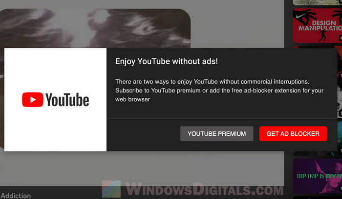 AdBlock Next popup on YouTube