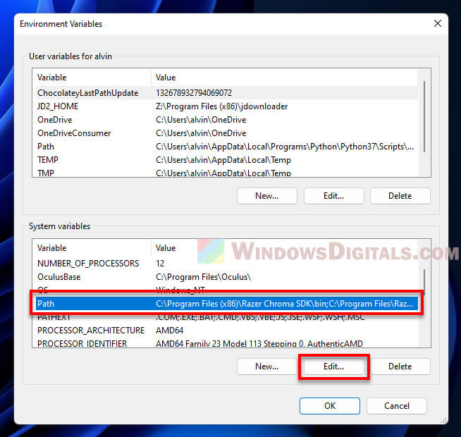 Add Directory to Path Environment Variable Windows 11 10