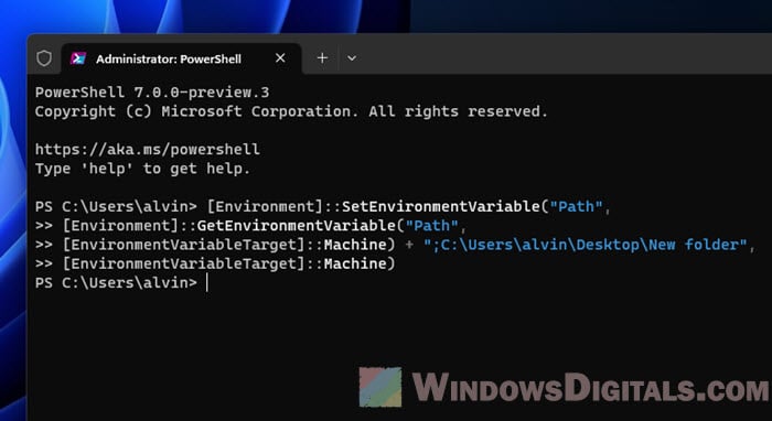 Add Folder to Path Environment Variable PowerShell