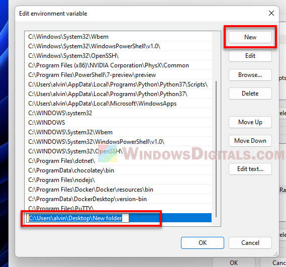 Add Folder to Path Environment Variable in Windows 11 10