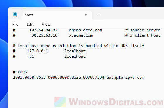 Add IPv6 static DNS entry in Windows 11