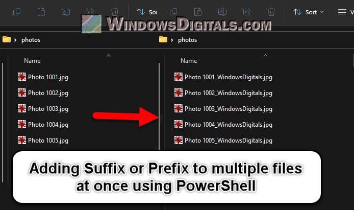 Add Suffix Prefix to All Files in a Folder in Windows 11 10