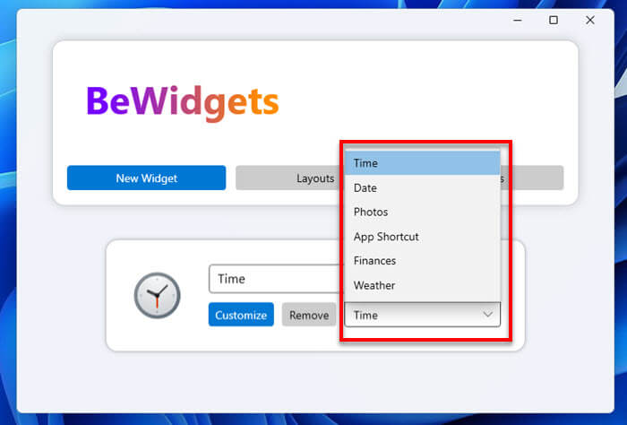 Add Time Widget to desktop Windows 11