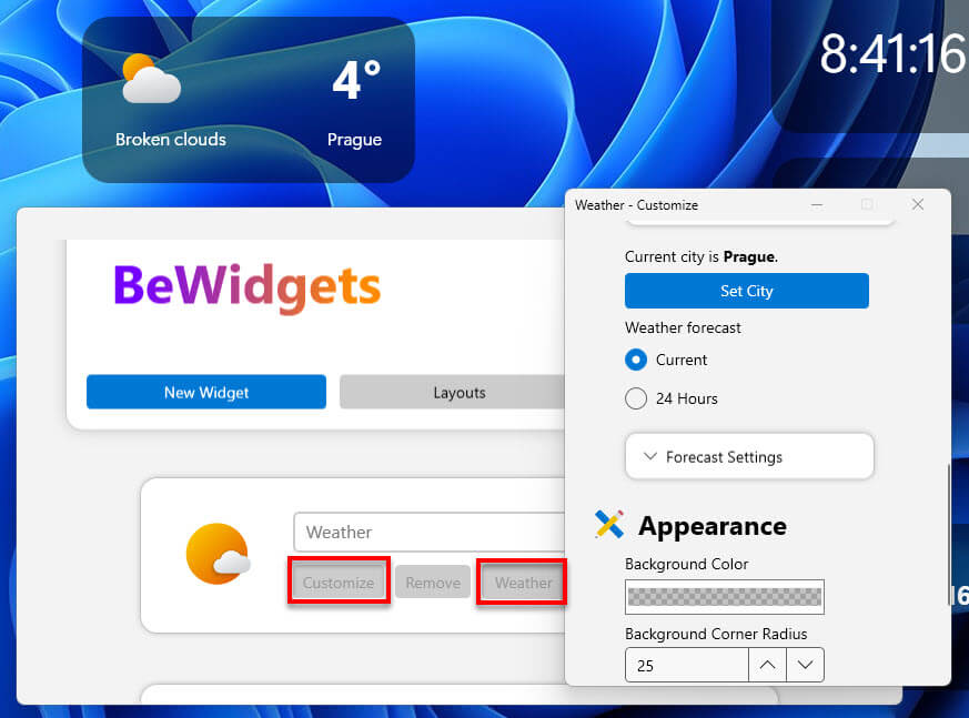 Add Weather widget to desktop Windows 11