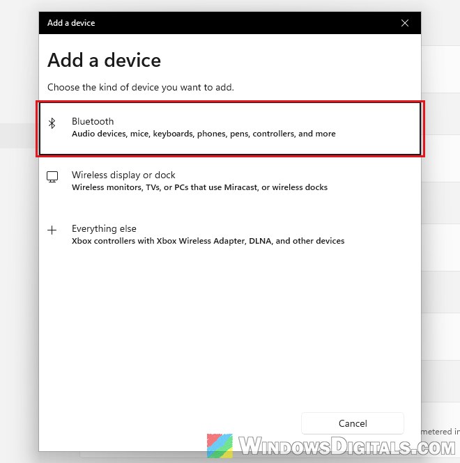 Add a Bluetooth device Windows 11