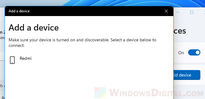 Add a device Android Windows 11