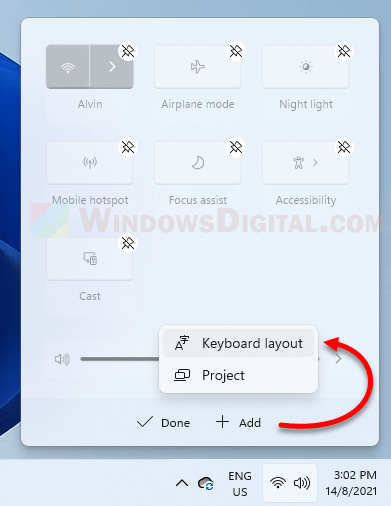 Add keyboard layout to quick settings taskbar Windows 11