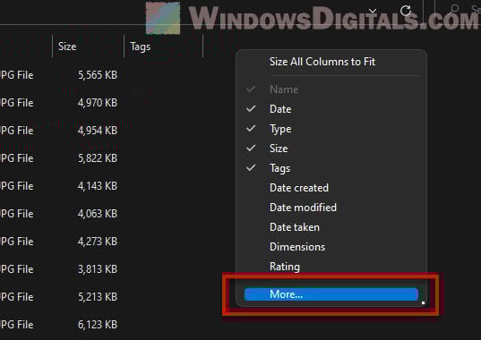 Add more columns to File Explorer