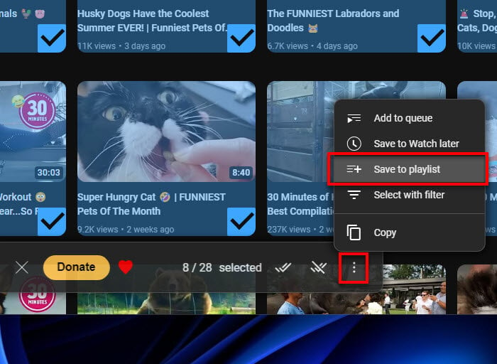Add multiple YouTube videos to a playlist at once