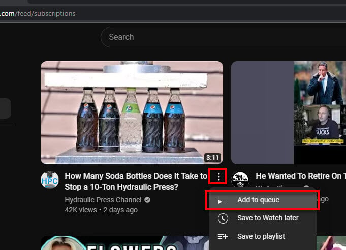 Add multiple YouTube videos to queue