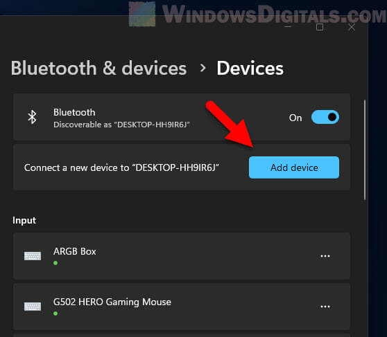 Add new Bluetooth device to Windows 11 PC