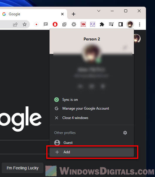 Add new Chrome user profile