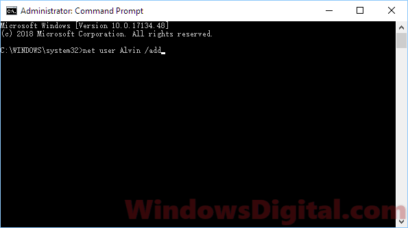 Add new account via CMD if can't login to Windows 10 after Windows update