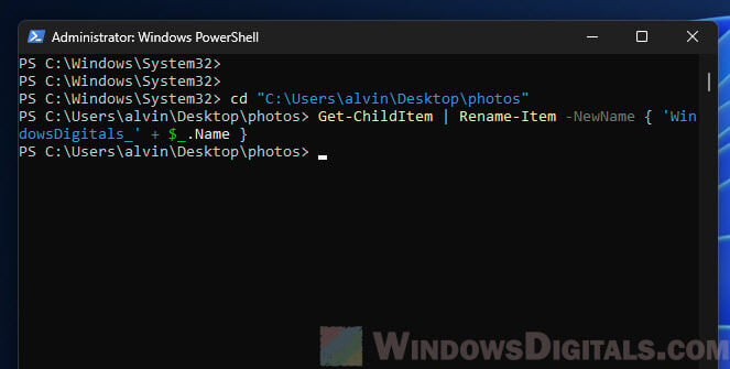 Add prefix to multiple filenames with PowerShell