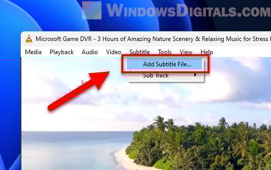 Add subtitles file to video in VLC