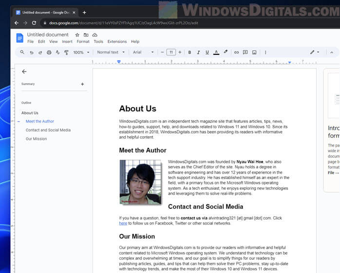 Add text into Google Docs