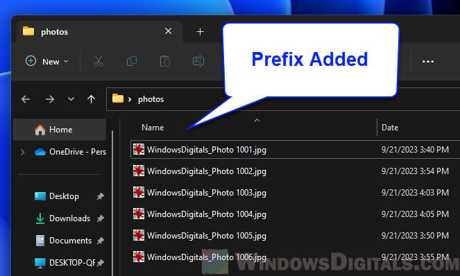 Adding a prefix to all files in a folder using PowerShell