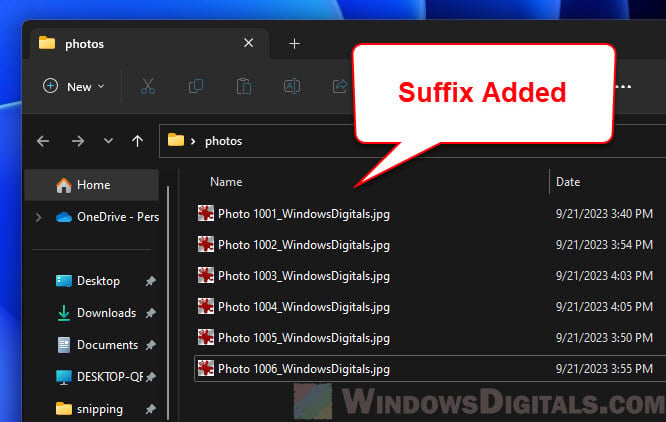 Adding a suffix to all files in a folder using PowerShell
