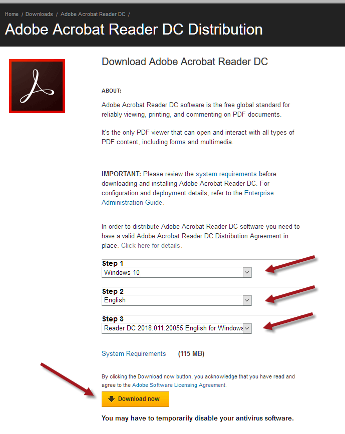 Adobe Reader DC Offline Installer Download for Windows 10 64-bit