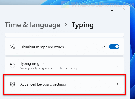 Advanced Keyboard Settings Windows 11