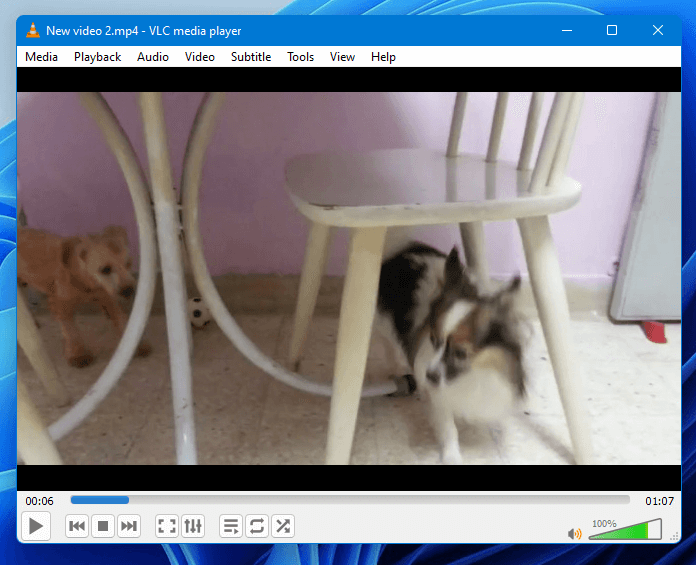 After rotating video in VLC Windows 11