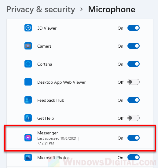 Allow Facebook Messenger to access Microphone