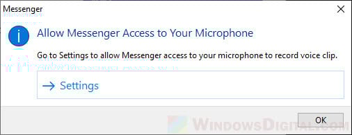 Allow Messenger Access to Your Microphone to record voice clip