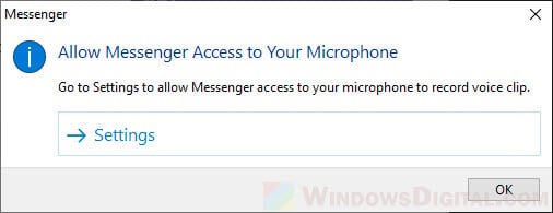 Allow Messenger Access to Your Microphone to record voice clip