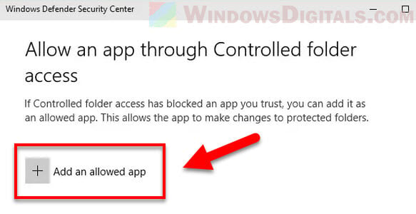 Allow an app through Controlled folder access