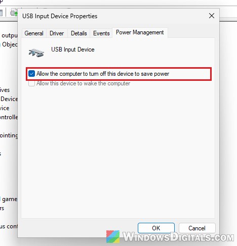 Allow the computer to turn off this device to save power