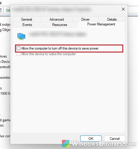 Allow the computer to turn off this device to save power Wi-Fi adapter