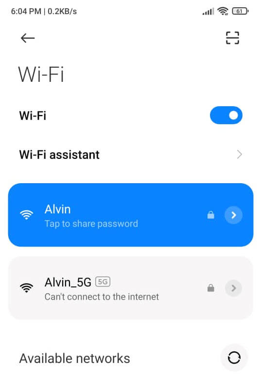Android WiFi Internet connection