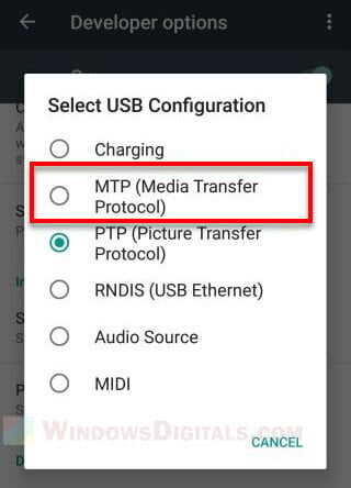 Android iPhone USB Transfer Mode