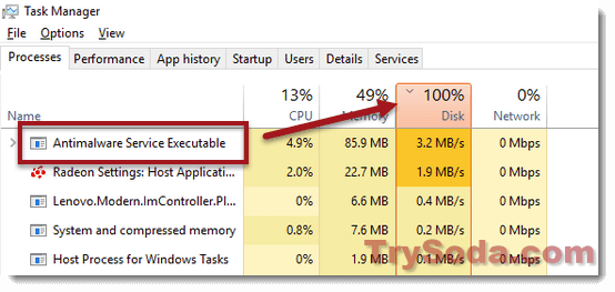 Antimalware Service Executable high disk usage windows 10