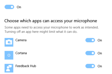 App permission microphone not working after Windows 10 update