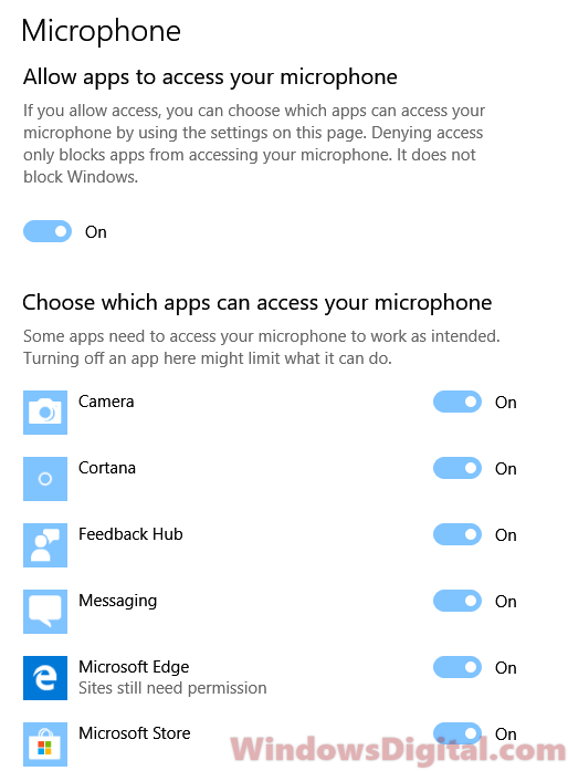 App permission microphone not working after Windows 10 update