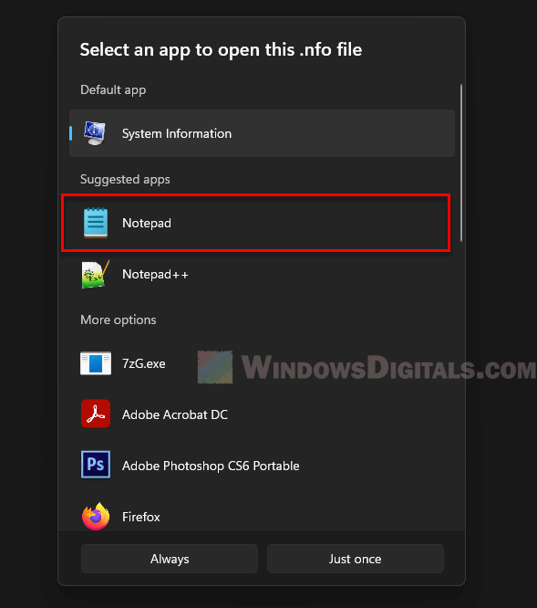App to open .nfo files in Windows 11