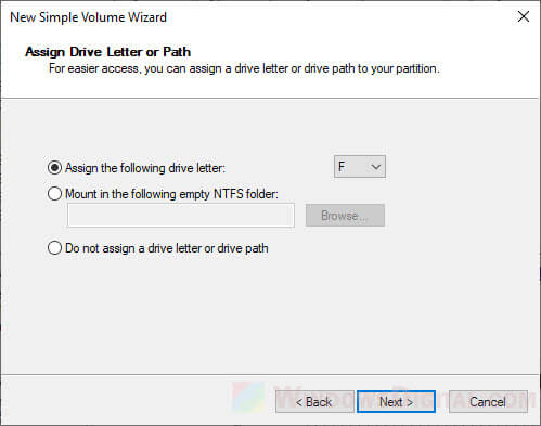 Assign drive letter for SSD partition