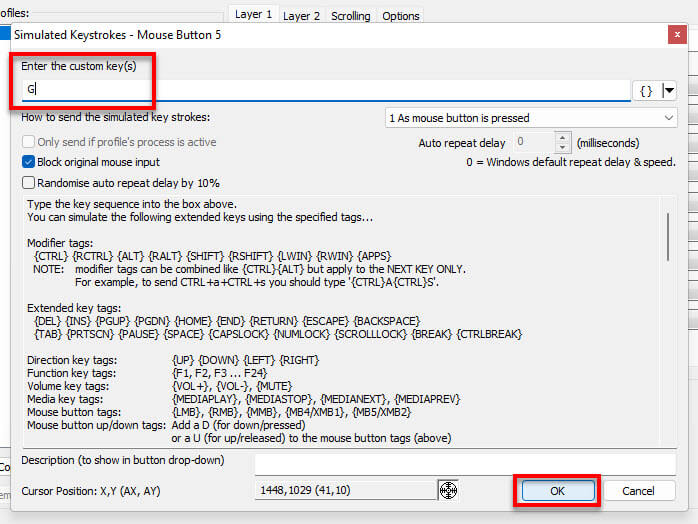 Assign mouse button as keystroke