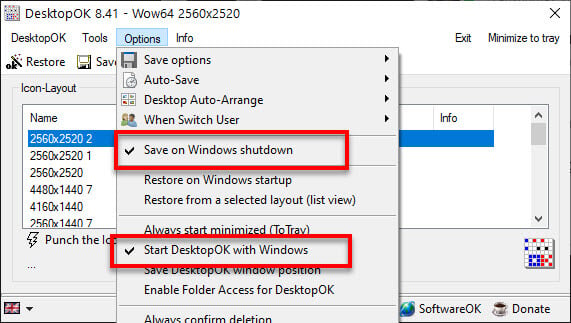 Auto Save and Restore Positions of Desktop Icons startup or shutdown