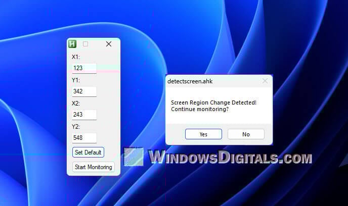 AutoHotkey Script to Detect Screen Changes and Alert You