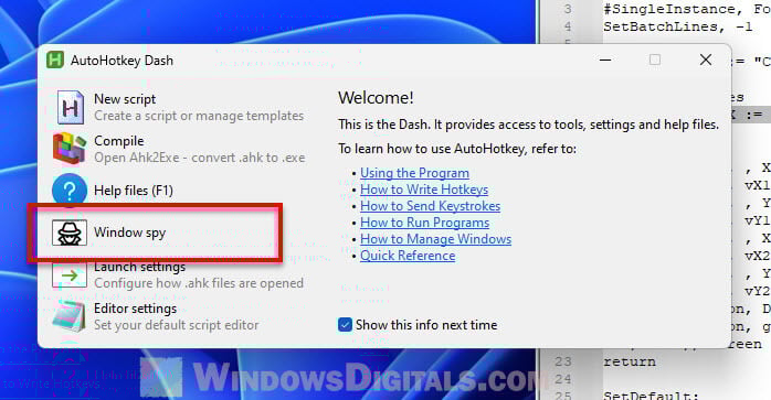 AutoHotkey Window Spy Tool