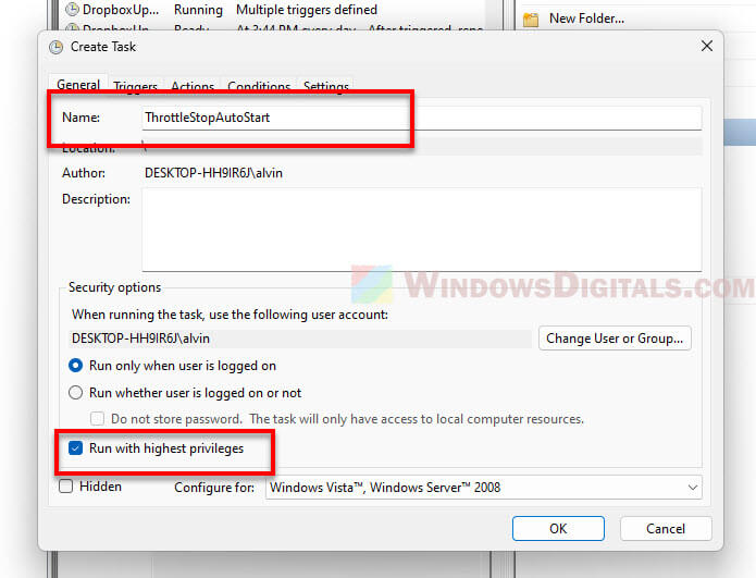 Automatically Start ThrottleStop in Windows 11 10