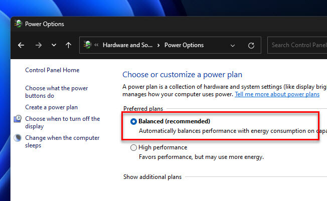 Balanced Power Plan Windows 11
