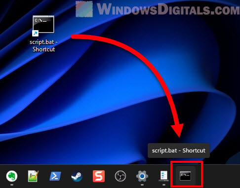 Bat file pin to taskbar